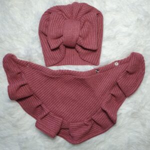 Różowy turban i chusta dziecięca