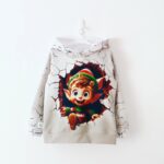 Beżowa bluza z elfem 3D, od polskiego producenta. Bluza posiada kaptur.